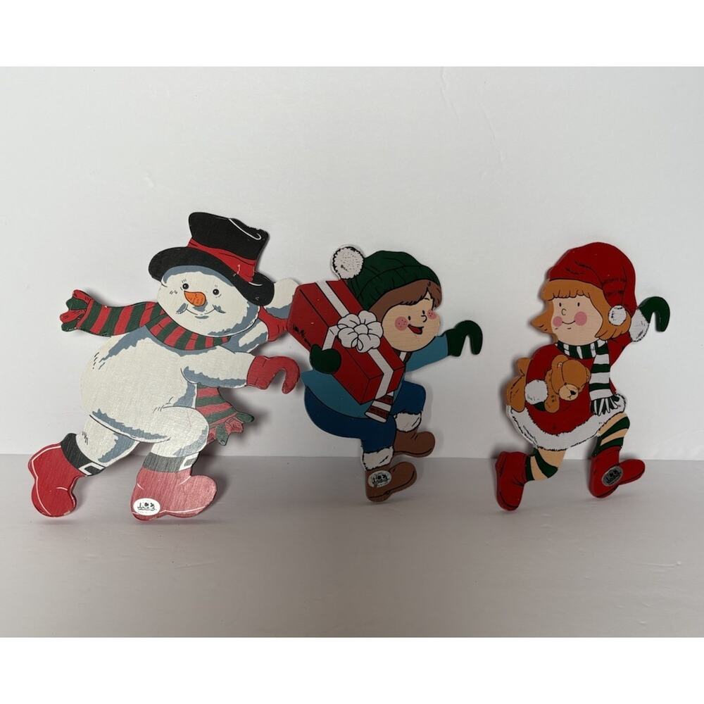 Vintage NCE Christmas Holiday Climbers Snowman Girl Boy Kids 1990